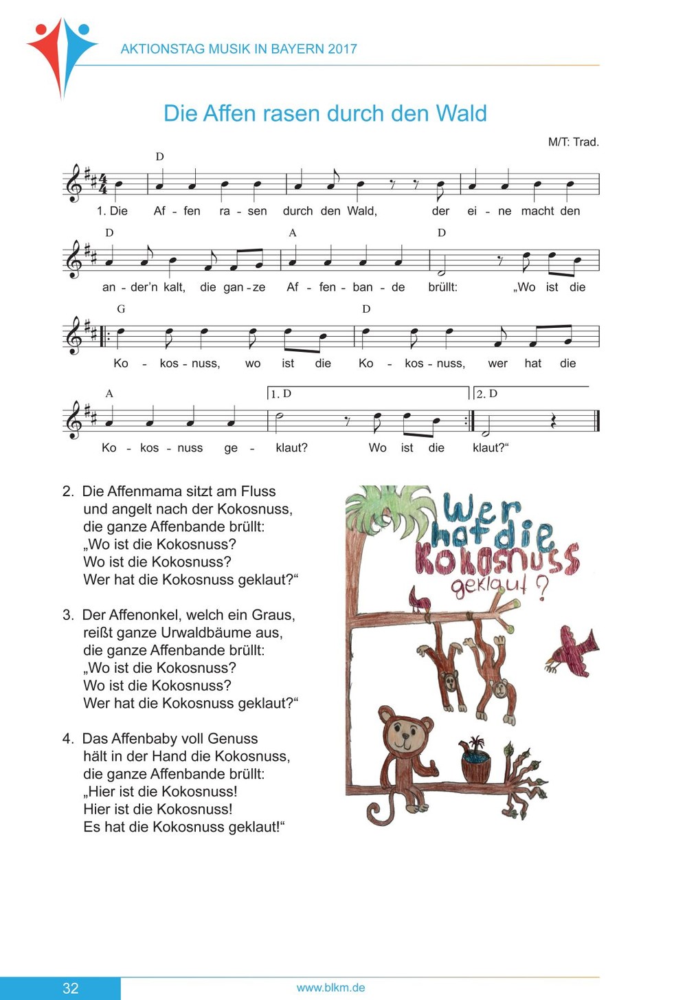 Die Affen Rasen Durch Den Wald Chords lied materialien musik und text trad die affen rasen durch den wald